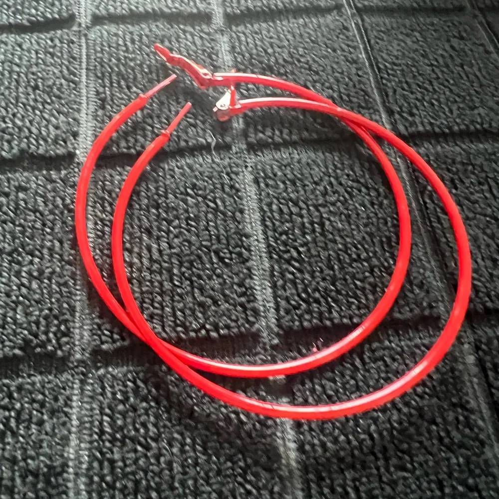Stylish Hoop Earrings Set - Red, Cream, Purple